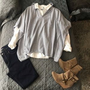 NWOT old navy gray poncho w/hood